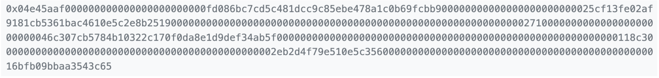 A normal, zero-padded transaction calldata