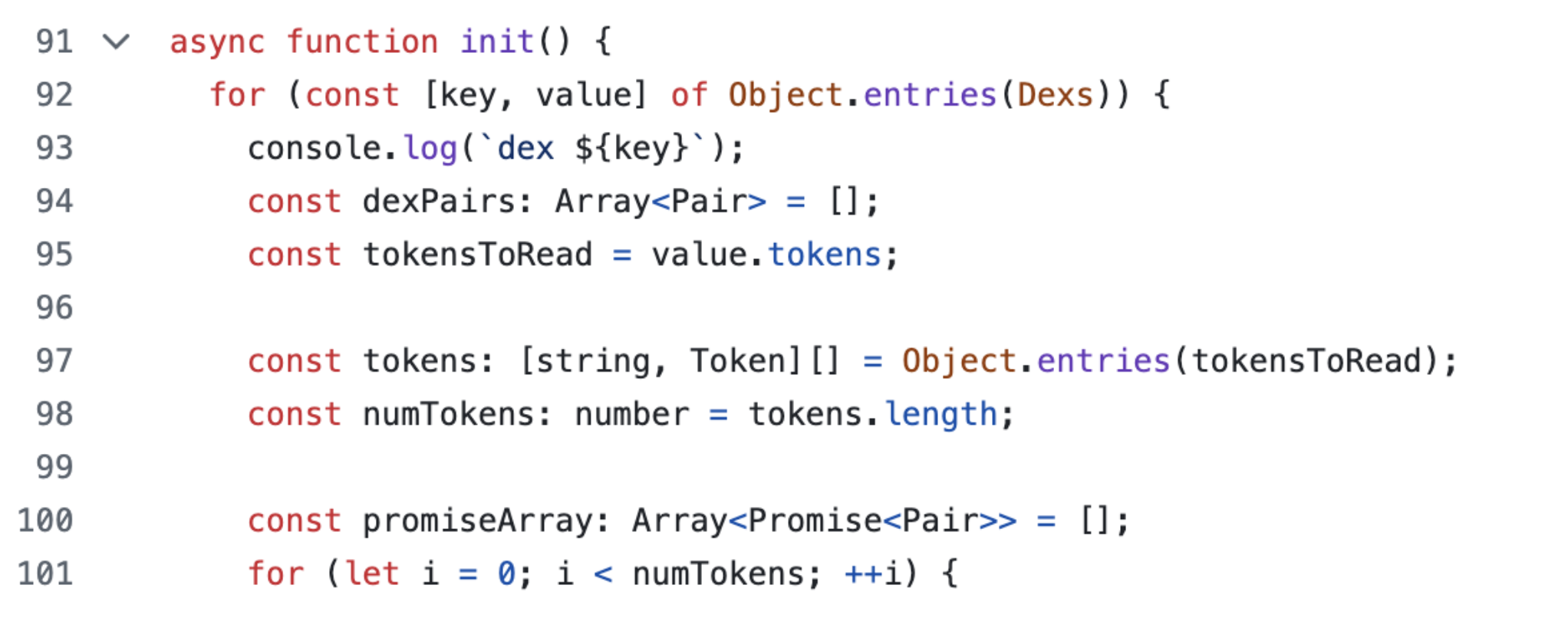 Snippet of the original typescript prototype